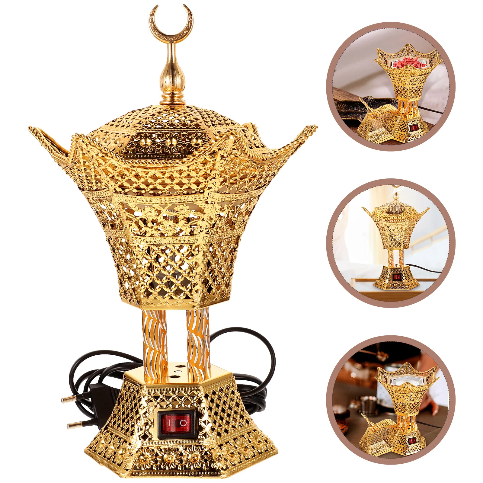

Electric Censer Burner For Home Decor Aroma Therapy Plug In Incense Heater Vintage Metal Diffuser Retro Ornament