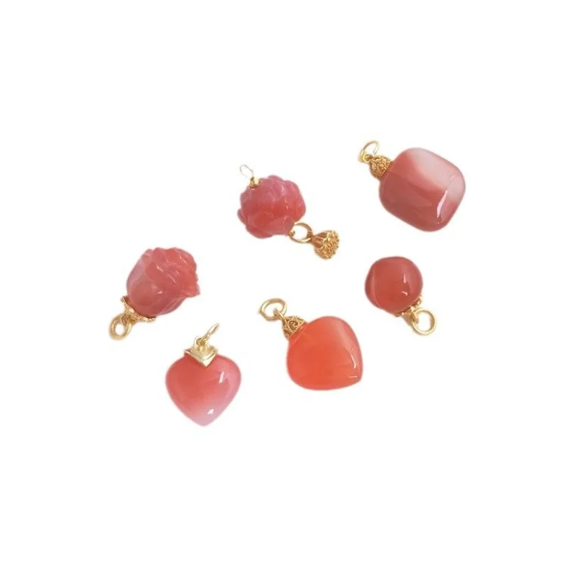 Natural Nanhong & Yanyuan Candy Agate Pendants – Peach, Cabbage, Heart & Lotus Charms for DIY Necklace & Bracelet Jewelry Making