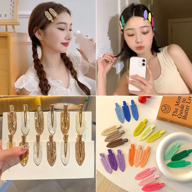 New 2/3/4pcs Korean Fashion Gold White Glitter Hair Pin Acetate Make Up Hair Clips Headwear Girls Women Hair Accessories