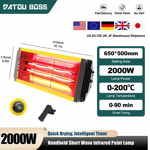 DATOUBOSS 2000W Handheld Infrared Paint Baking Infrared Paint Curing Lamp Lamp Short Wave Infrared Heating Lamp Paint CuringLamp