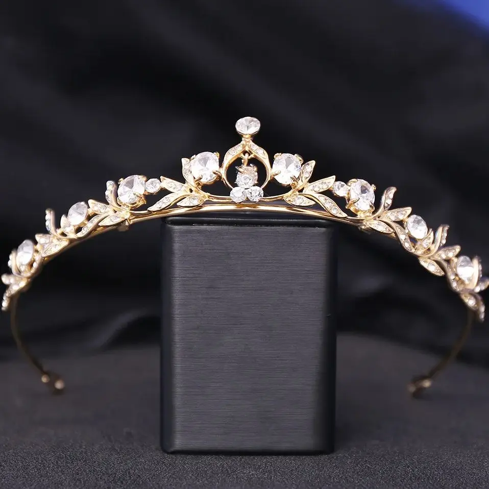 DIEZI Korean Girls Zircone Small Crown Tiaras Women Wedding Bridal Princess Birthday Party Elegant Flower Crystal Accessories
