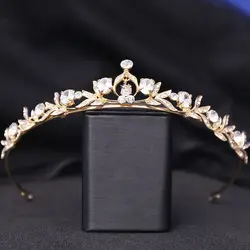 DIEZI Korean Girls Zircone Small Crown Tiaras Women Wedding Bridal Princess Birthday Party Elegant Flower Crystal Accessories