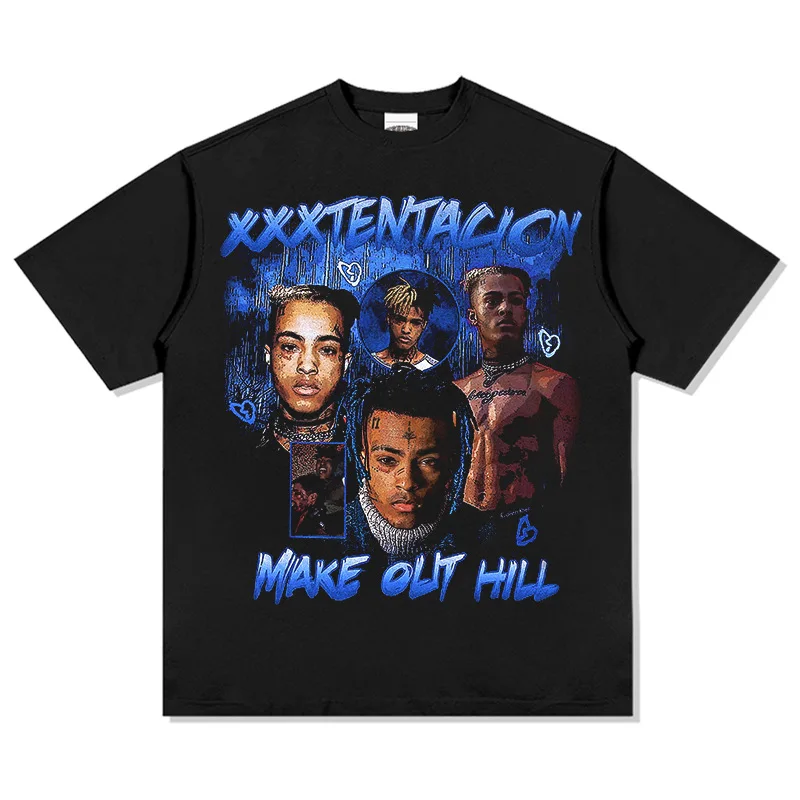 XXXTentacion Make Out Hill Graphic T-Shirt Men's Retro Oversized Hip Hop Streetwear Cotton Casual Harajuku Loose Tee