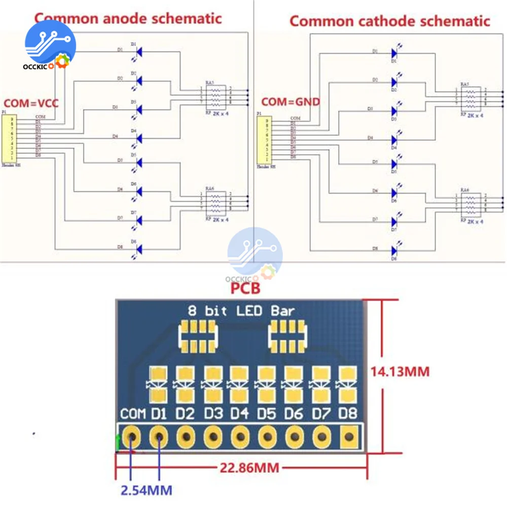 3-24V 8 Bit Blue/Red Common Anode/แคโทด LED โมดูล Breadboard Starter Kit Board สำหรับ MCU ARM 3d เครื่องพิมพ์ MEGA