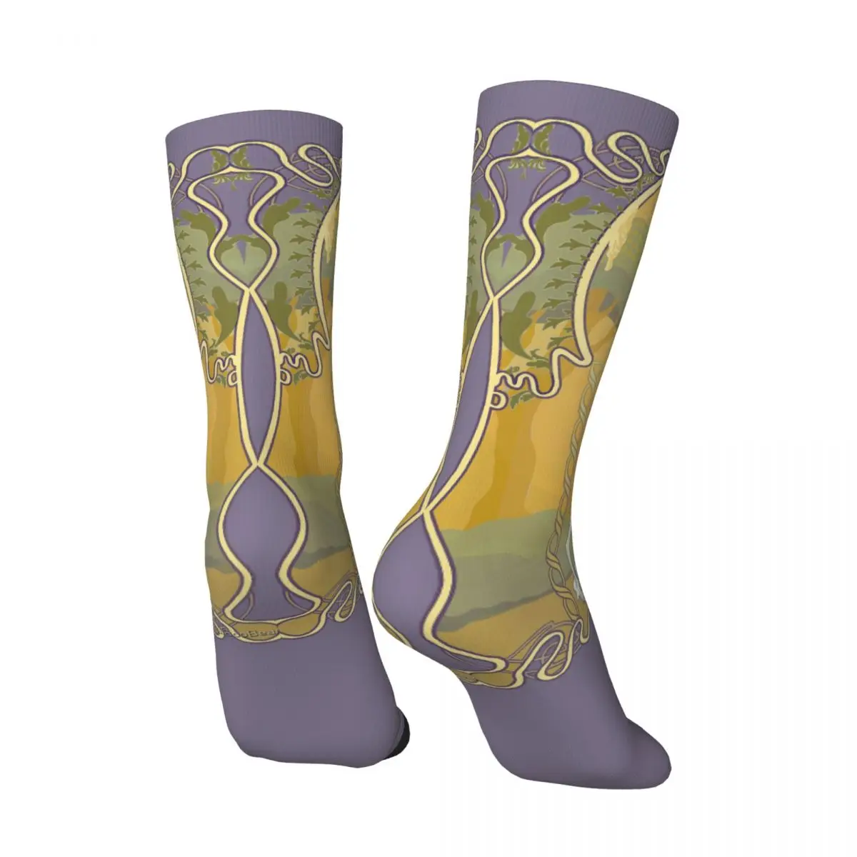 Funny Crazy Sock for Men Art Nouveau Hip Hop Harajuku The Last Unicorn Peter S. Beagle Magic Pattern Printed Boys Crew Sock