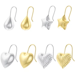ZHUKOU Brass 18K Golden Plated Shiny Bubble Earrings Heart Shaped Star Earrings Ladies Simple Fashion Metal Earrings VE1559-63