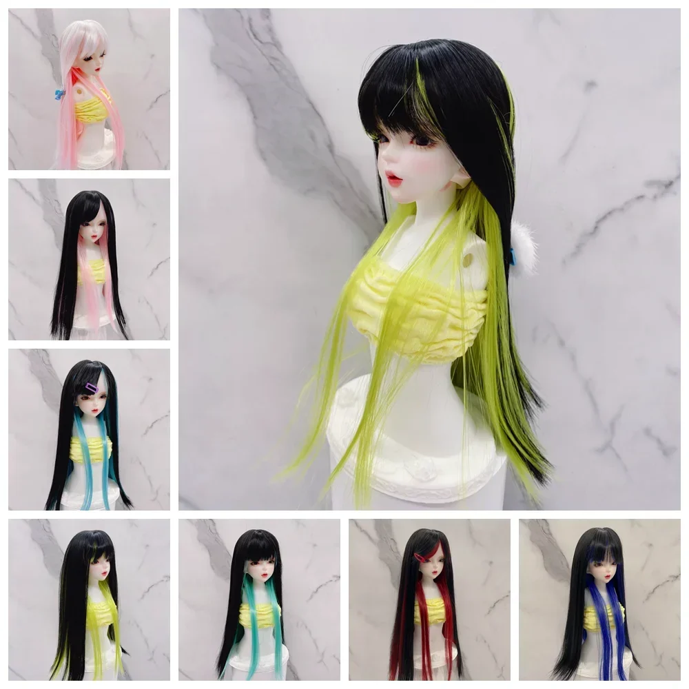 

Doll Wig for 1/3 1/4 1/6 Bjd Doll Dual Color Long Hair with Bang High Temperature Silk Diy Girl Toys Dress Up Doll Accessories