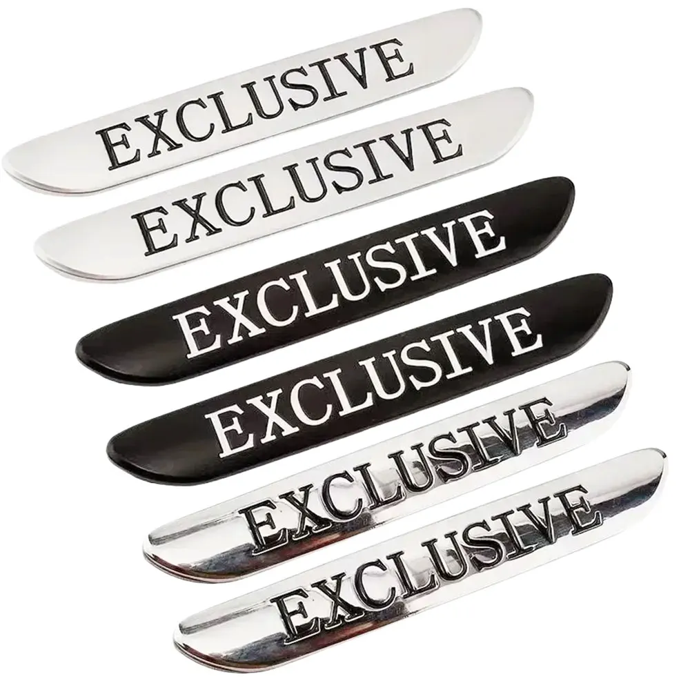 2pcs 3D Metal Logo EXCLUSIVE Emblem Car Fender Badge For C180 W205 W213 E300 E200 EXCLUSIVE Stickers Accessories