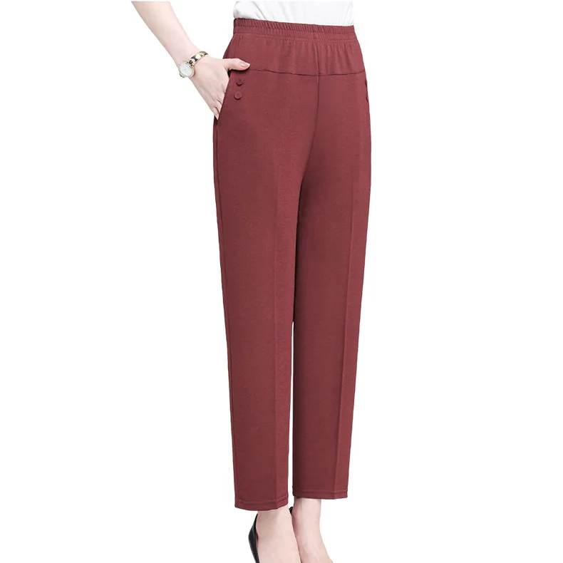 Pantalones rectos con bolsillos para mujer, pantalón de cintura elástica fina, adecuado para baile de fiesta diario Formal