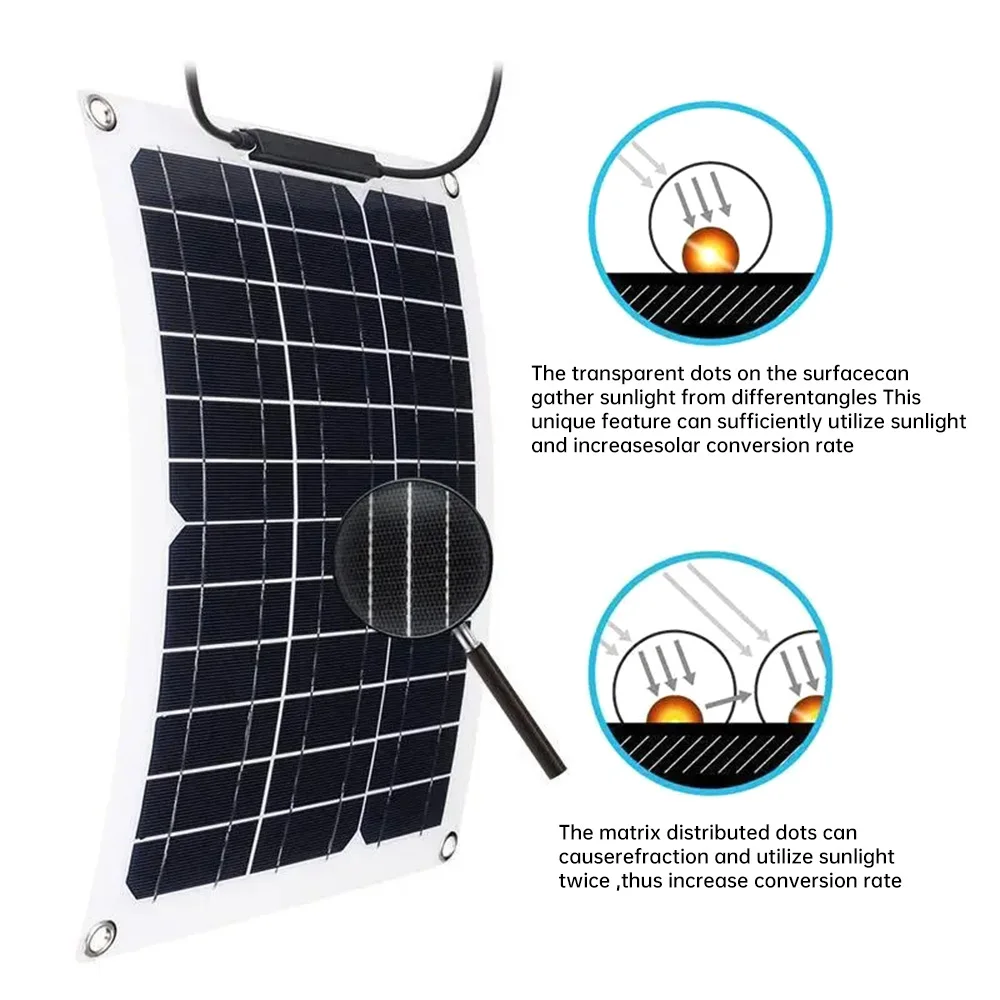 300W Flexible Solar Panel 12V Battery Charger with 100A Controller 18V Solar Cells Portable Waterproof Solar Charging Panel