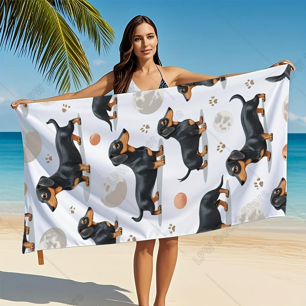 Dachshund Microfiber Bath Towel Set  Fast Drying Super Soft Highly Absorbent Modern Aesthetic Ideal for Bathroom Pool or Travel
