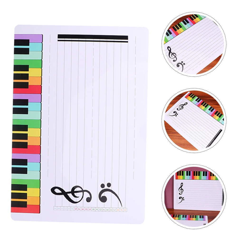 Pizarra blanca para personal, tarjetas de Piano grabables, herramienta de notación de enseñanza borrable, nota Musical, 3 uds.
