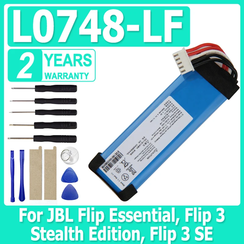 

New High Quality Speaker Battery 3.7V/3000mAh L0748-LF, 02-553-3494 for JBL Flip Essential, Flip 3 Stealth Edition, Flip 3 SE