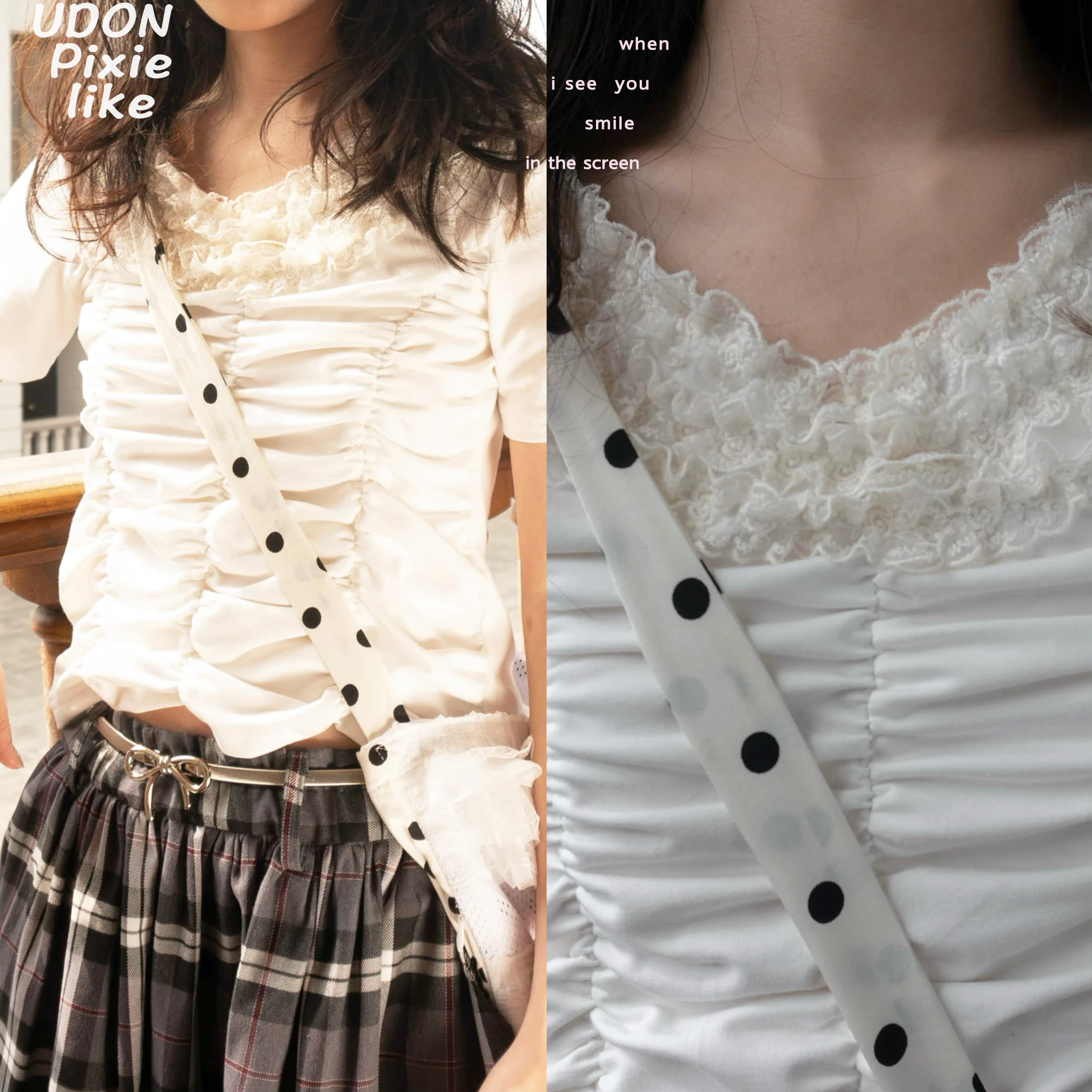 

Handmade Ruffle Collar ort Sve T-irt Cute Sle Cloudlike Pleated Design Pure Color Cotton Moisture ng Summer Top