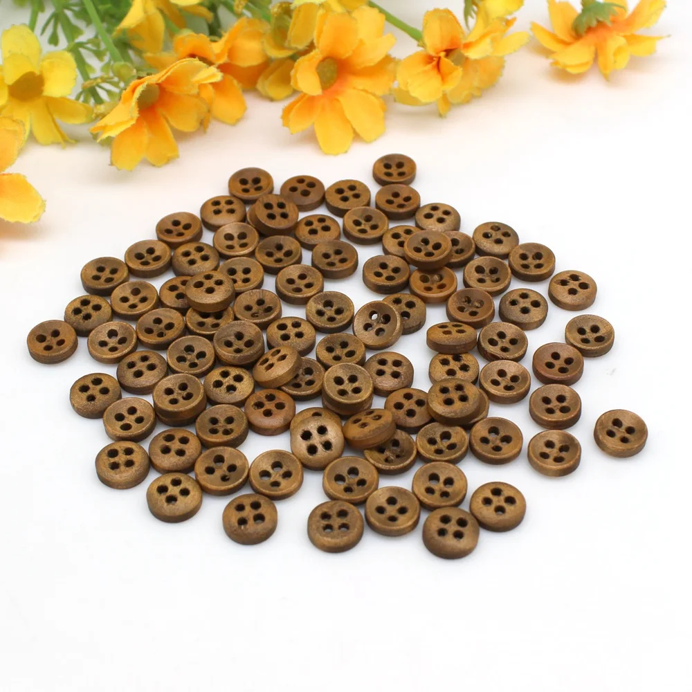 100-200pcs/lot Variety Retro 10mm Wooden Buttons for DIY Clothing Home Decor Sewing Scrapbooking Card Making Buttons