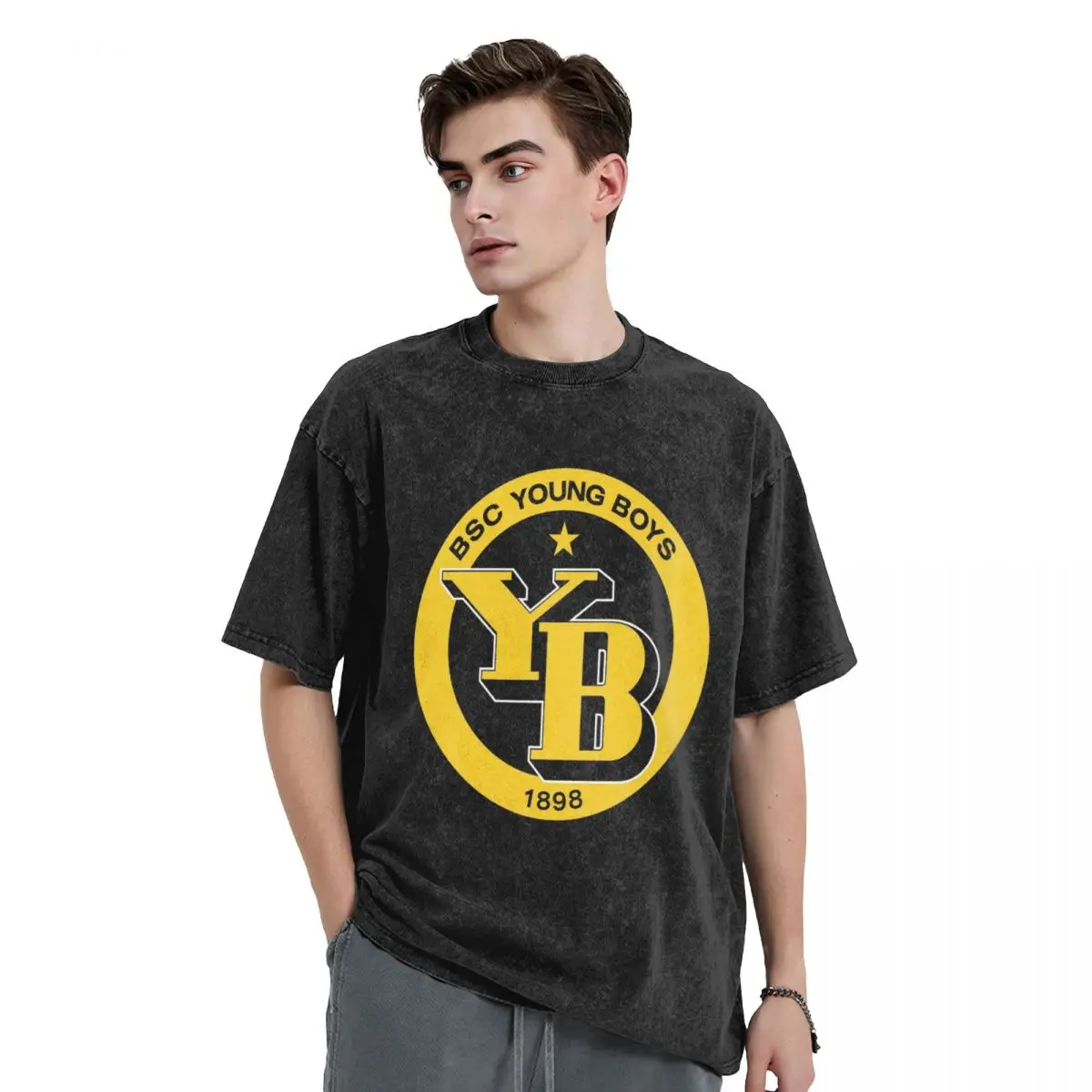BSC Young Boys Swiss Football Sports Fans Bern Switzerland Washed T Shirts Harajuku Hip Hop T-Shirt Streetwear Tops Tees
