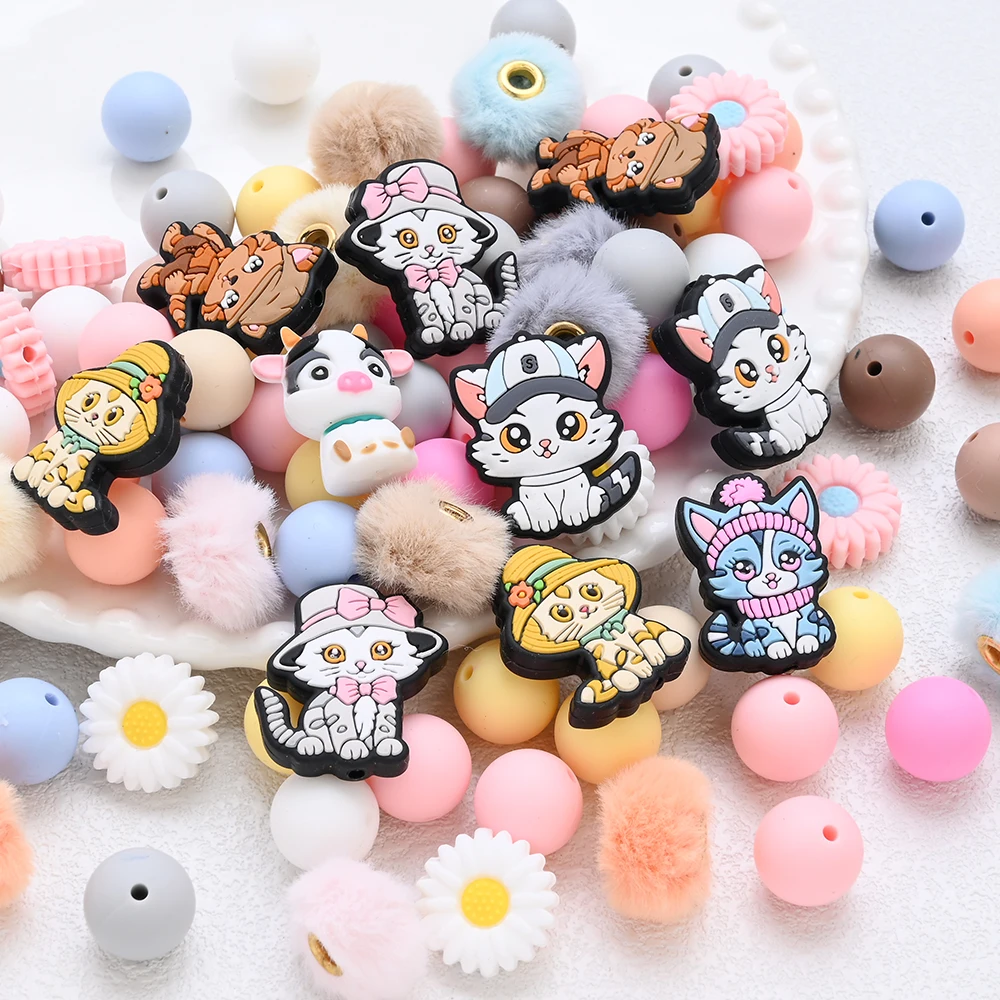 14Pcs Animal Silicone Beads Se - Baby Food Cat review and price