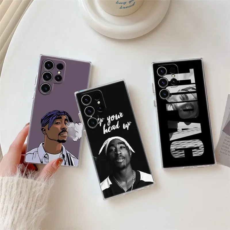 Gangsta Rapper 2pac Tupac Rap Phone Case For Samsung S24 S23 Ultra S22 S20 Plus S21 FE Clear Cover Galaxy S24Ultra S235G Fundas