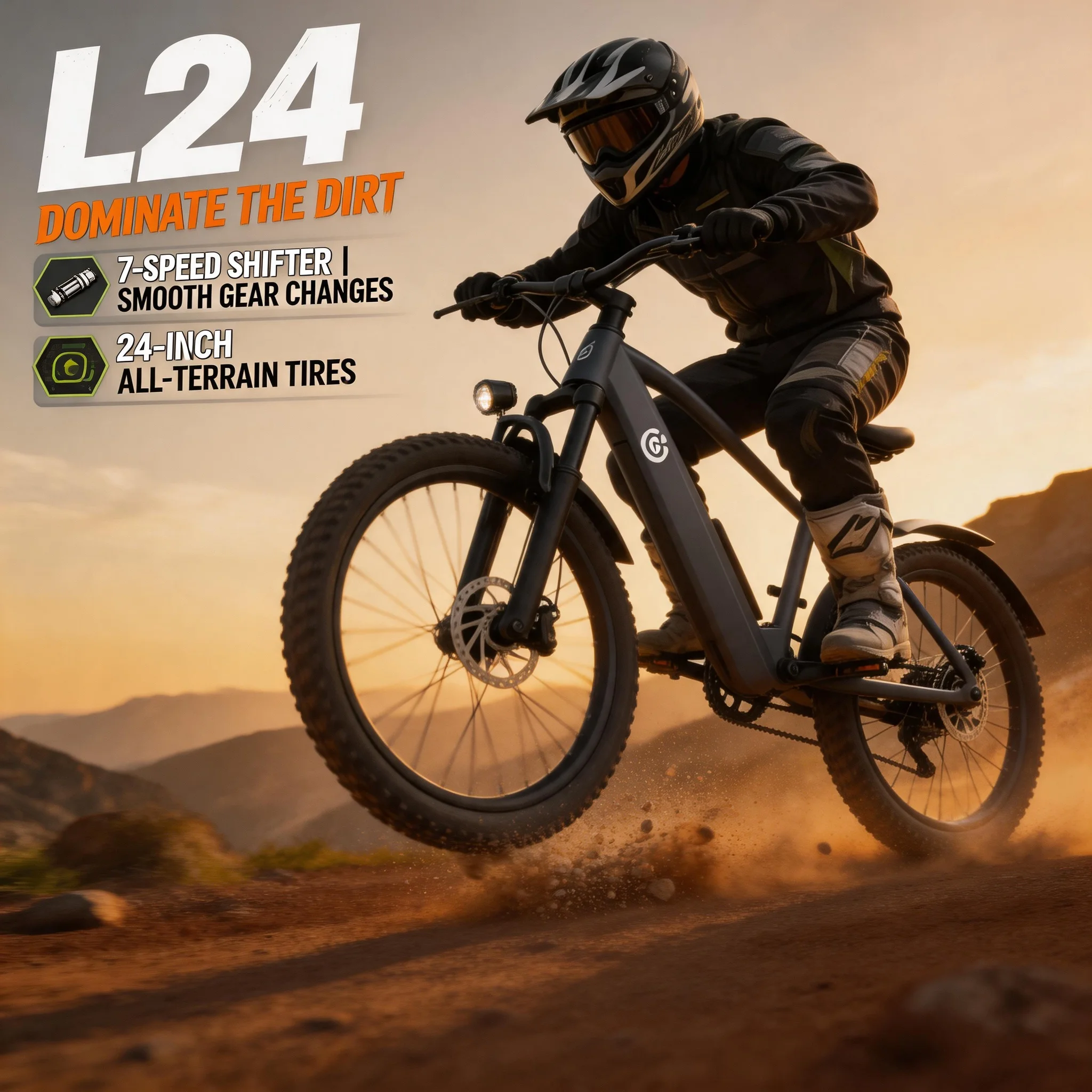 Durable All Terrain Bicycle Ebike for Adults, 500W Stable Power Motor for Continuous Outdoor Riding, 24 Inch Abrasion Resistant Tires for Complex Terrain, Responsive Dual Disc Brake System, Large 48V 10.4Ah Lithium Battery