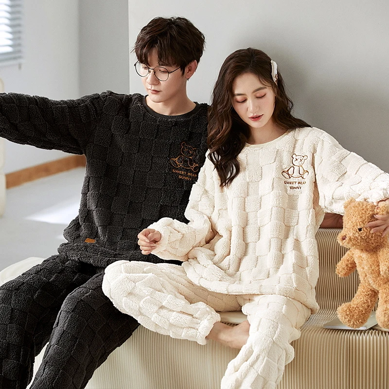 

Pajama Sets Winter Women Thermal Modal Lightweight Sweat Sleep Pants Relaxed Cashmere Crew Neck Dessert Adult Beauty Woven Set