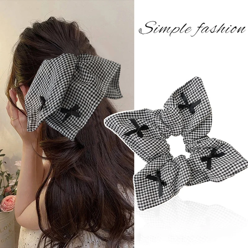 

1 шт. женские резинки для волос в Корейском стиле, универсальные клетчатые милые каваи JK, квадратный шарф, резинки для волос, головные уборы, высококачественный аксессуар для волос