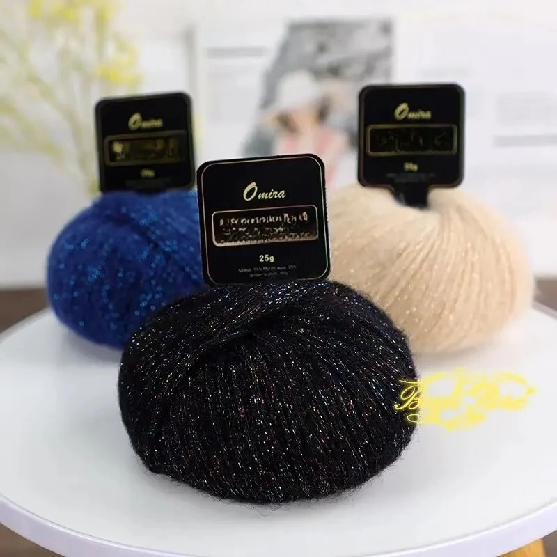 1Pc 25g Metallic Mohair Yarn for Hand Knitting Acrylic Crochet Yarn Wool Knit Line Sweater Scarf Hat Crocheting Threads Knitting