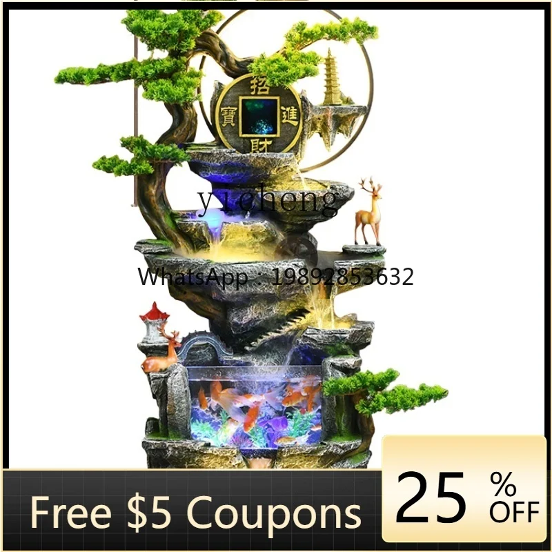 

ZZF Circulating Water Lucky Decoration Living Room Entrance Rockery Fortune Fengshui Wheel