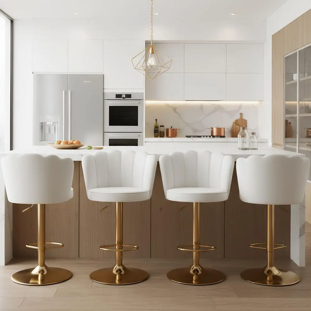 

Barstools Bar Height Set of 4 Adjustable holstered Counter Stool Velvet Bar Chairs with Back Gold Base for Kitchen Island Bar