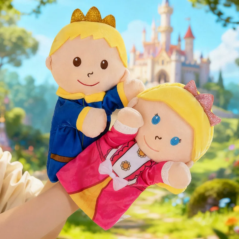 Hand Finger Fairy Tale Plush Puppets Cartoon Prince Princess King Queen Elf Witch Interactive Tell Story Small Plushie Gift