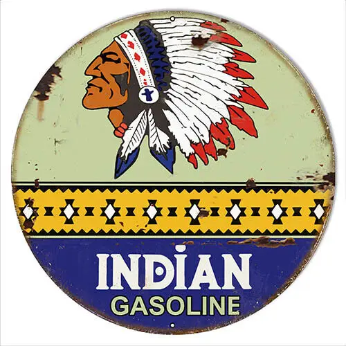 

Indian Gasoline Vintage Metal Sign 14 & 18 Round