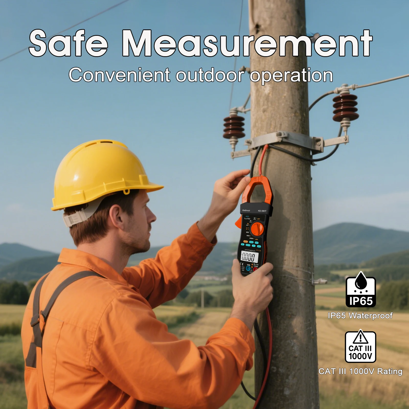 HoldPeak 6000 Counts Solar Clamp Meter - 2000V True RMS, Auto-Ranging, AC/DC Voltage/Current, Resistance, Capacitance, Diode
