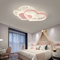 Kawaii Room Decor Cute Ceiling Lights For Kids Room Baby Girl Bedroom Heart Shape Ceiling Lamp Princess Pink Chandelier Lighting