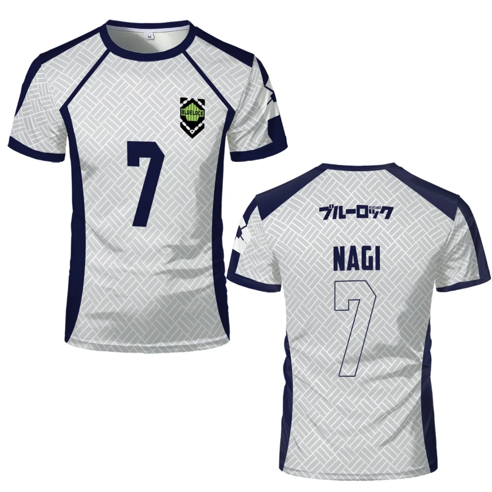 

Summer New Men's Blue Lock Anime Football Shirt Round Neck Sports Top Casual Short Sleeve T-shirt Men clothing Custom Logo