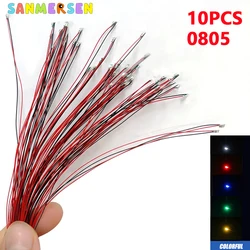 10pcs/Lot 0805 FLASHING SMD Lamp Wired Micro Led Pre-soldered Micro Litz Wired Chip 30cm 3V Railway Model Scenes DIY Toy Light