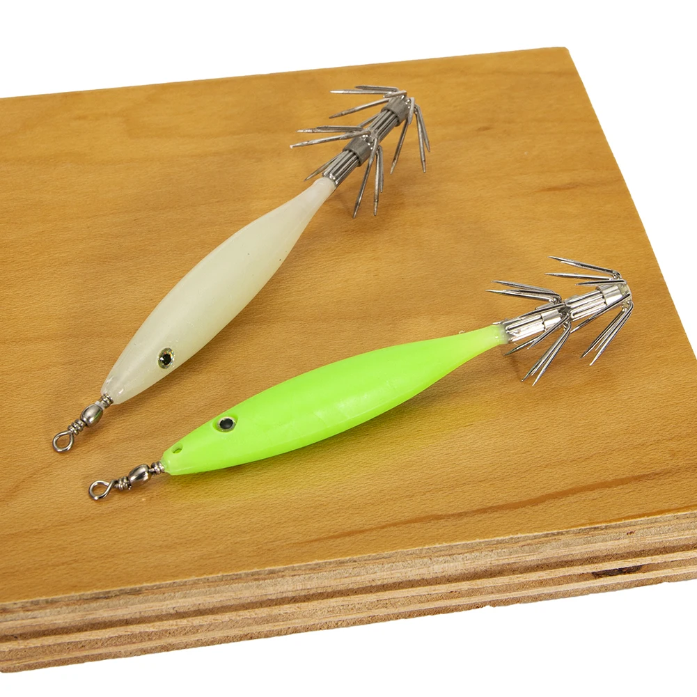 5개입 발광 오징어 미끼 야간 낚시 램프 훅 방수 오징어 유인 미끼 녹 방지 이중 훅 야간 낚시용