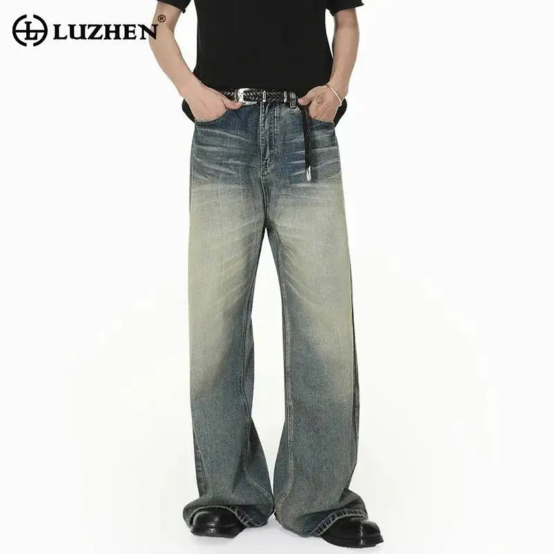 

LUZHEN 2026 New Gradient Washed Loose Straight Denim Pants Men's Fashion Handsome High Quality Vintage Style Casual Jeans JY6720