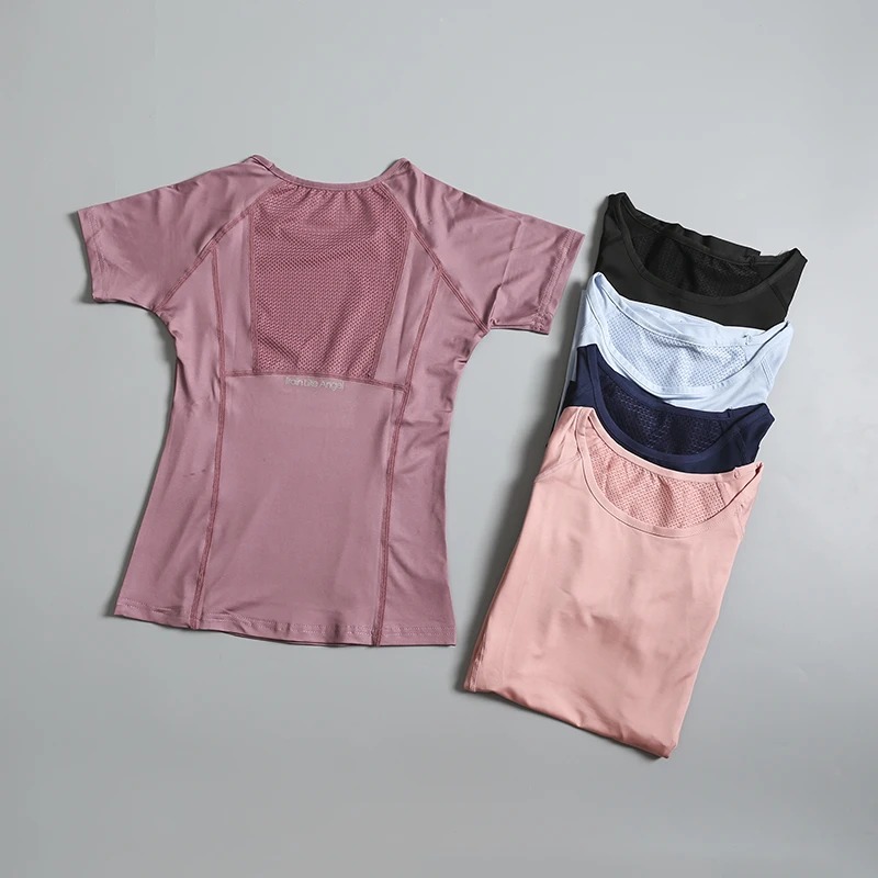 

Gym jogging sports top thin running speed dry trendy T-shirt tight internet celebrity yoga suit summer short-sleeved women