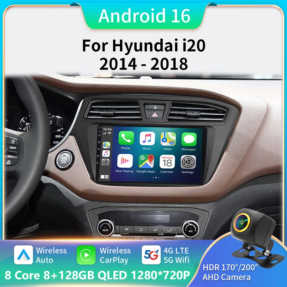 

Android 16 Carplay Auto 5G For Hyundai I20 LHD 2014 2015 2016 2017 2018 Car Radio Multimedia Player Stereo Head Unit 2din Audio