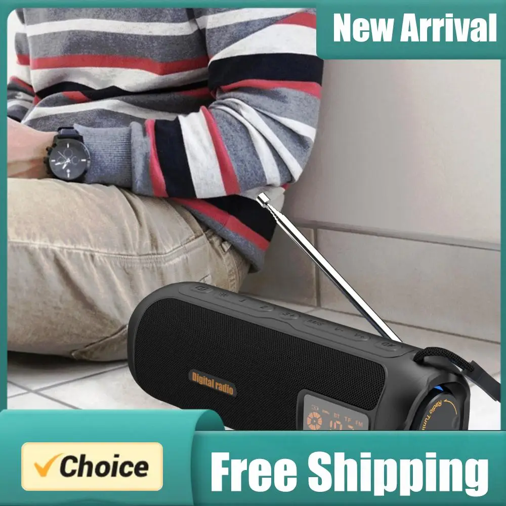 Caixa de Som Bluetooth Sem Fio, Rádio Portátil com Suporte para Cartão TF, Rádio Recarregável para Uso em Casa e ao Ar Livre