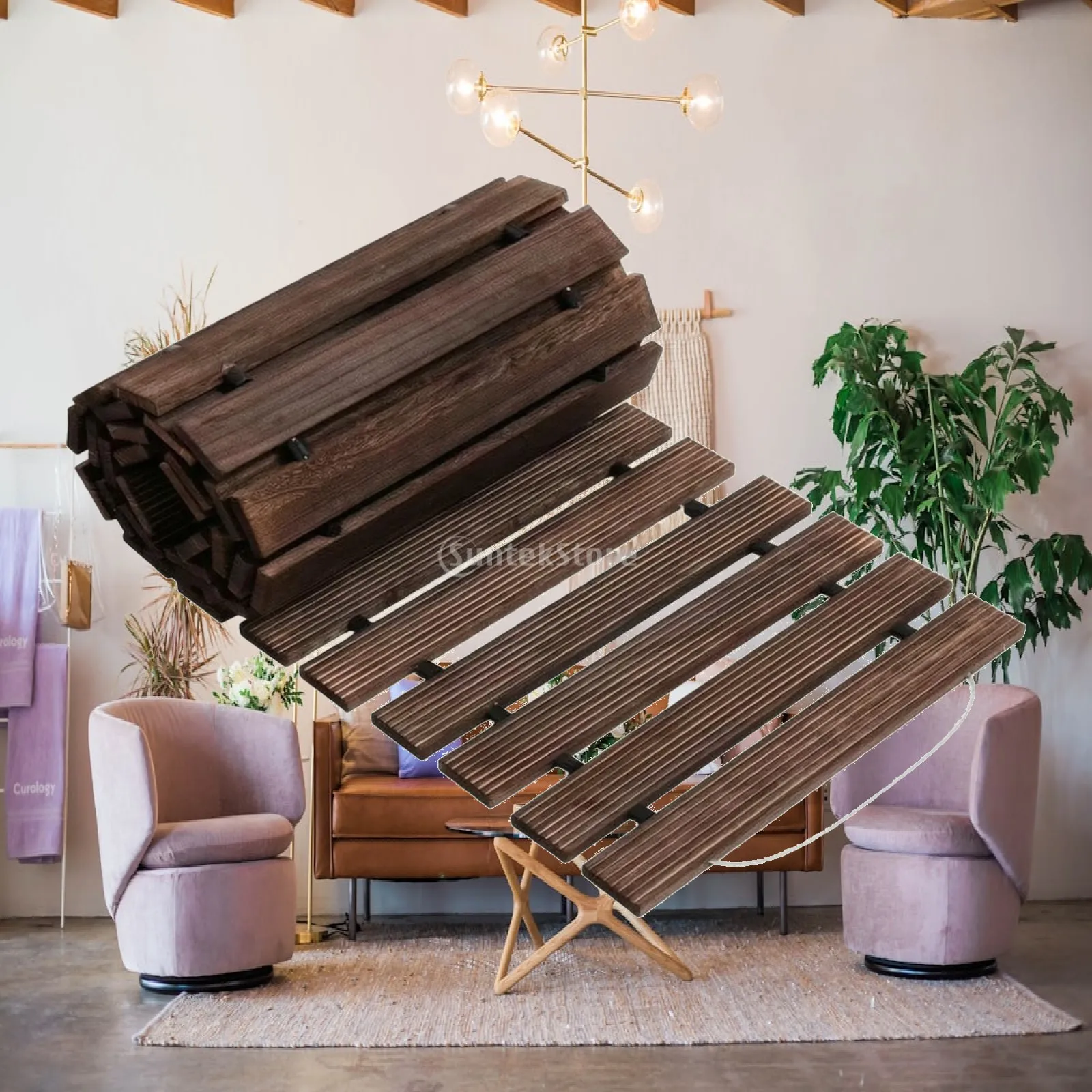 Wooden Garden Pathway Weather-Resistant Wooden Garden Path Roll-out Outdoor Path Foldable for Lawn, Backyard