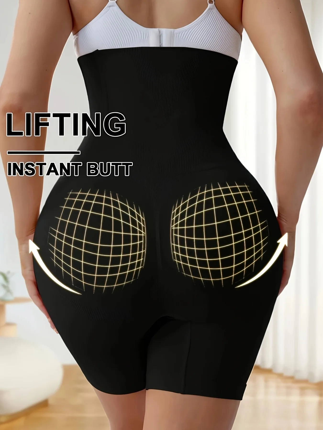 1PC Women High Waist Shapewear Shorts, Tummy Control Butt Lifting & Enhancing, Breathable Mesh, Seamless No Padding Solid Casual