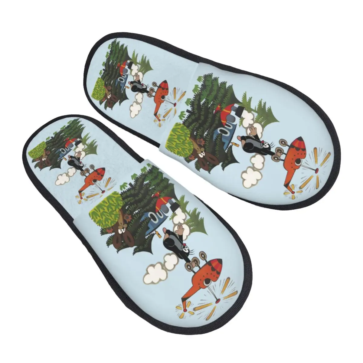 Custom The Little Mole Cozy Scuff Memory Foam Slippers Women Cute Cartoon Hotel House Shoes