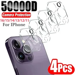 4PCS Full Cover Camera Lens Protector Glass for IPhone 11 12 13 14 15 Pro Max Mini for IPhone 16 Pro Max 14 Plus Tempered Glass