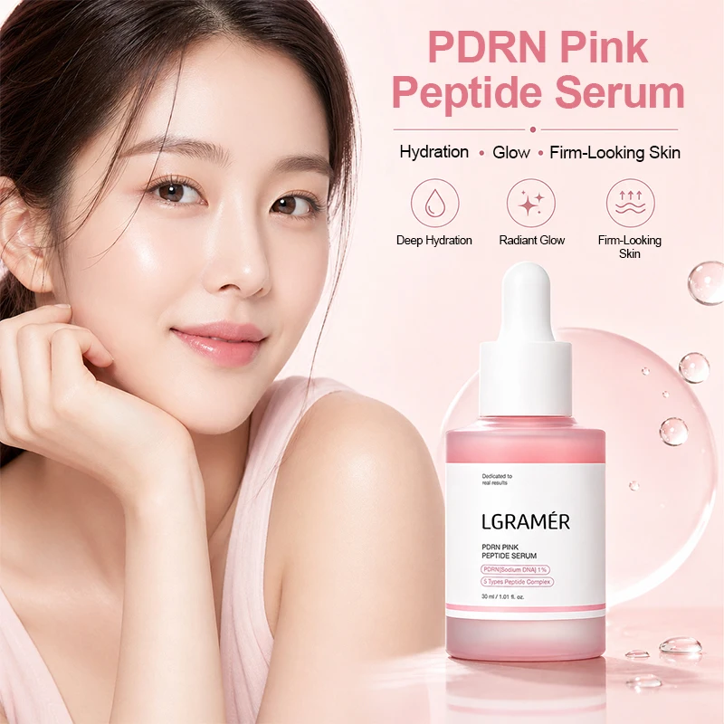 PDRN Pink Peptide Serum 1% Facial Essence Moisturizing Repair Skin Barrier Reduce Lines Brightening Dull Skin Face Care Serum