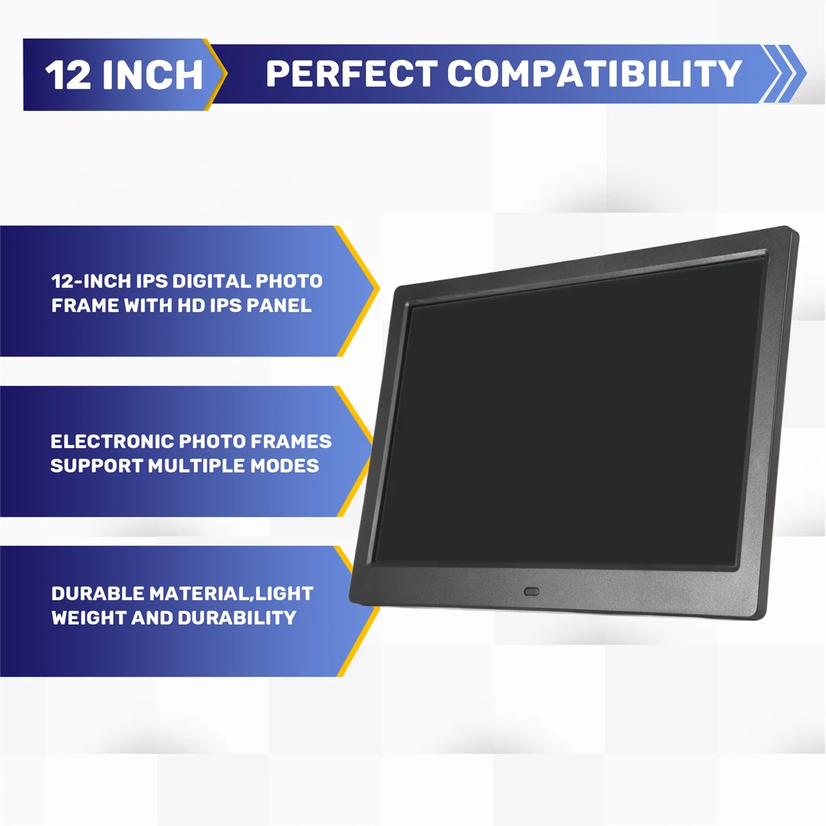

AA91 Digital Picture Frame, 12 Inch Digital Photo Frame with Wireless Remote Control, Support SD Card/USB EU PLUG