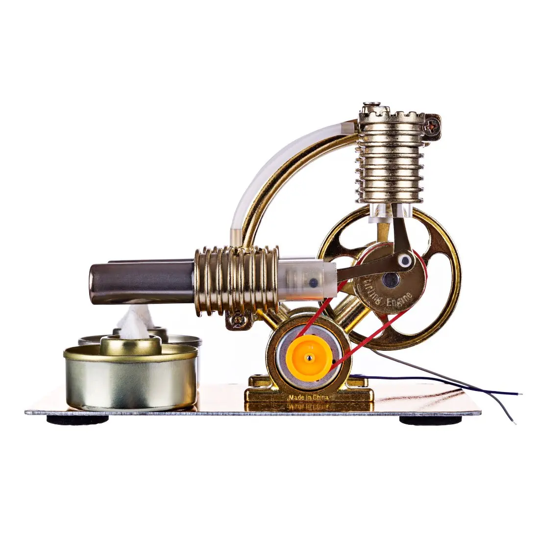 Stirling Engine L-Shape Two Cylinder External Combustion Engine with Bulb