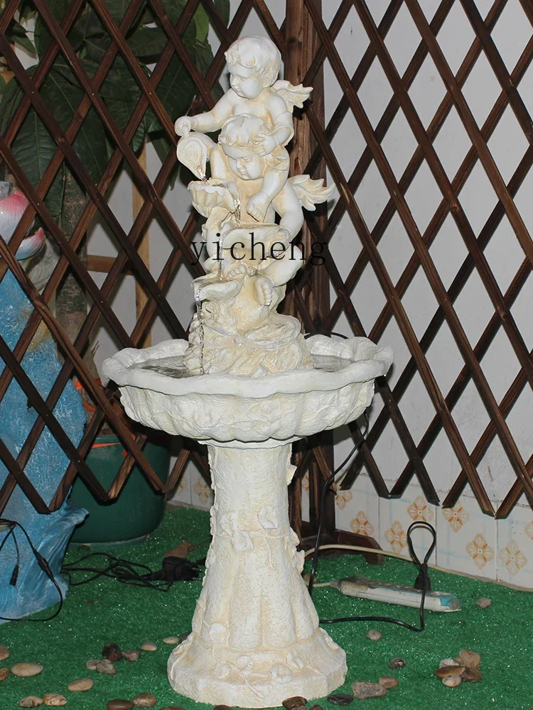 ZF Angel Flowing Water Furnishings Figure Sculpture Waterscape Fish Pond Fountain Decorative Creative Ornaments