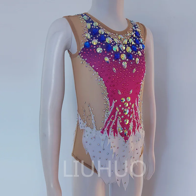 Rhythmic Gymnastics Leotard  Crew Neck Sleeveless Women's  Competition  Performance Suit