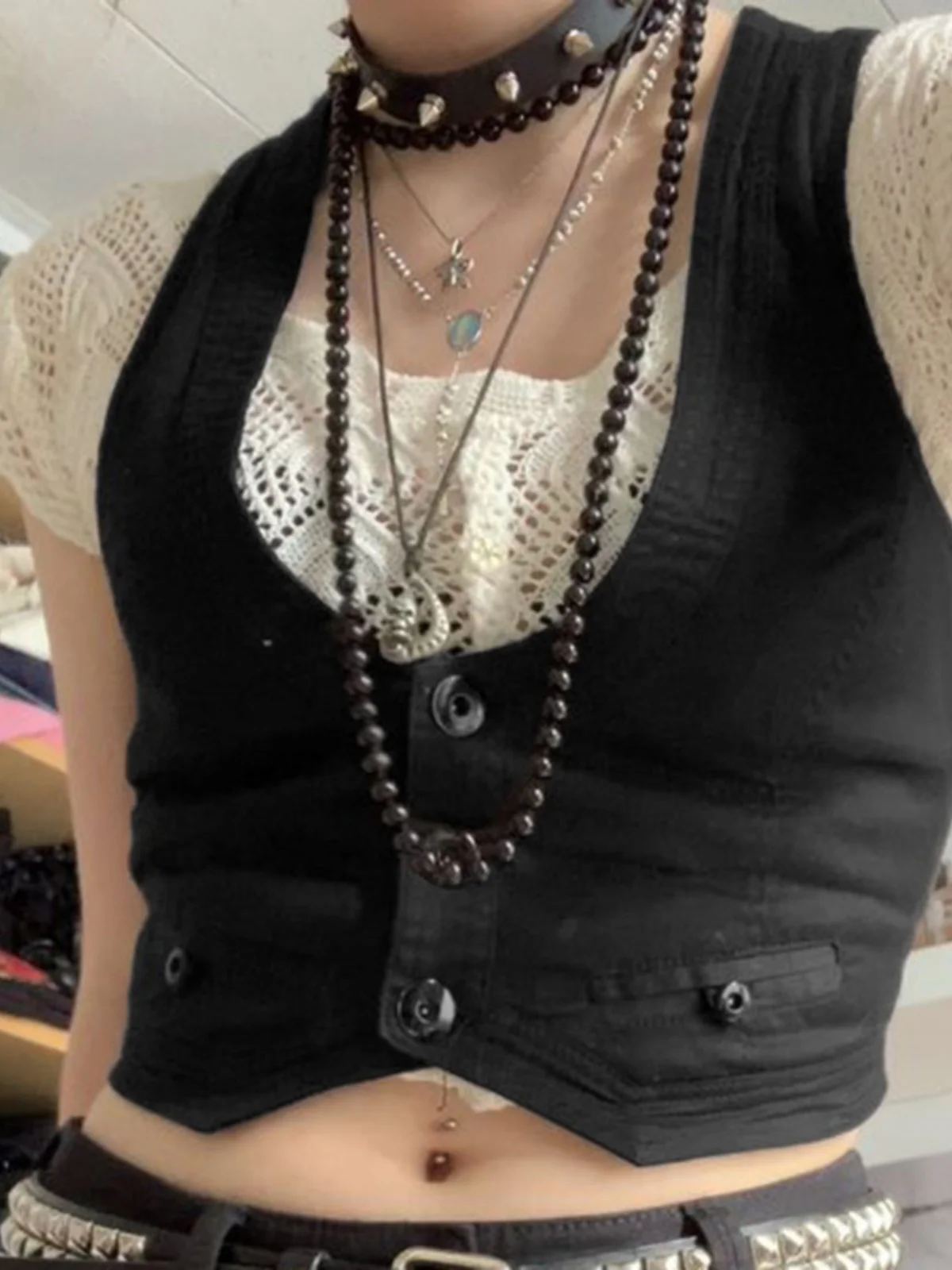 

Single-Button Square Collar Waistcoat ort Street Sle Women's Faion Svel Slim Fit Decoration Vest Autumn 2023