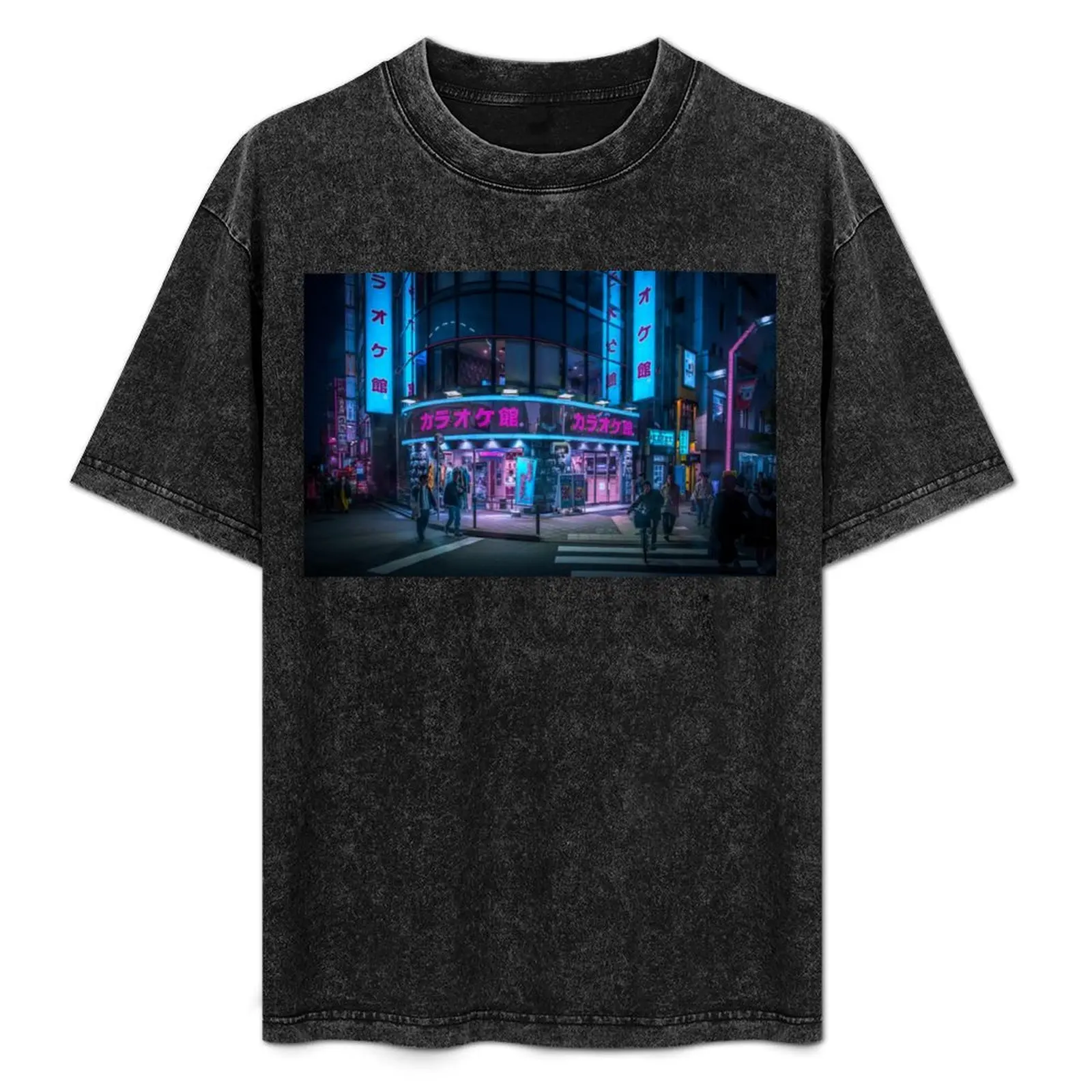 

Neo Tokyo - Late night Karaoke T-Shirt Basic Solid Color Short Sleeve T-Shirt
